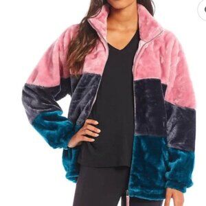 UGG Elaina Colorblock Jacket (Zip Front, Tri-Color Block, Rose Quartz)